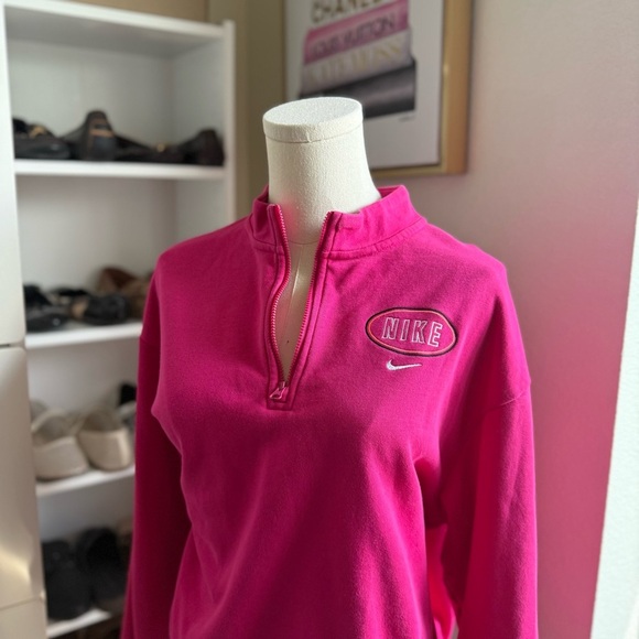 Nike Hot Pink Fucsia Sportswear Varsity Quarter Zip Sweatshirt Size Medium - Picture 4 of 10